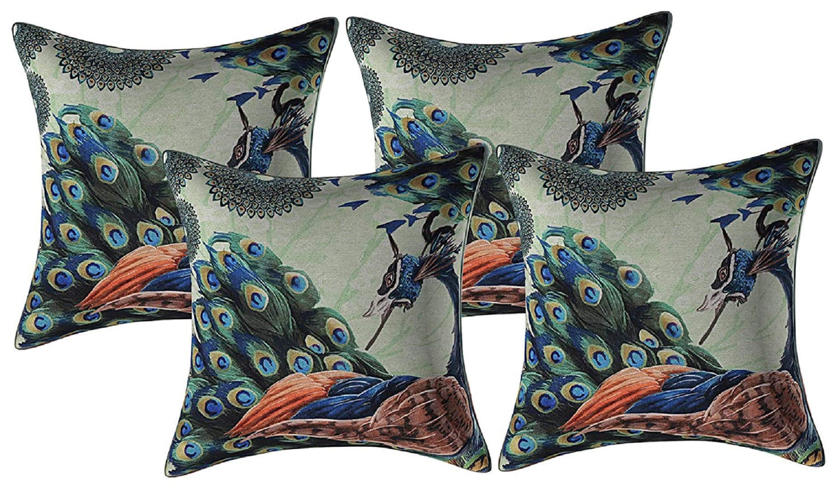 Heart Home Cotton 4 Pieces Cushion Cover Set (Green) - CTHH1182