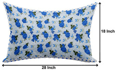 Heart Home Set of 2 Flower Design Soft & Smooth Cotton Pillow Cover 18 x 28 inch (Blue), Full (HS_37_HEARTH020237)