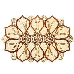 Kuber Industries Leaf Design Virgin Viny Soft Fabric 6 Pieces Dining Table Placemat Set (Cream) - CTKTC45898