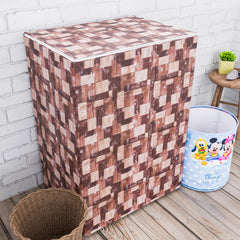 Heart Home Washing Machine Cover | Brick New Check Design Washing Machine Cover | PVC Top Load Semi-Automatic Washing Machine Cover | Brown
