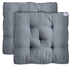 Heart Home Microfiber Square Chair Pad Seat Cushion for Car Pad|Office Chair, Indoor/Outdoor|Dining Living Room, Kitchen, Pack of 2 (Grey)
