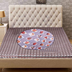 Heart Home Flower Design Waterproof PVC Reversible Food Mat Bedsheet Protector Bed Server (Brown) - CTHH07458