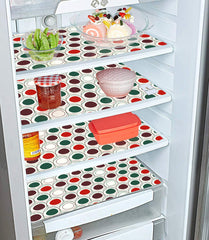 Kuber Industries Circle Design 4 Pieces PVC Refrigerator/Fridge Multipurpose Drawer Mat Set (Brown) CTKTC33629