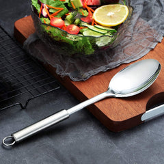 Kuber Industries Ladle & Spoon|Stainless Steel Serving Set|Nonstick Cooking Set|Nonstick Cooking Set|Pack of 2 (Silver)
