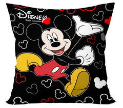 Heart Home Disney Printed Microfiber Filled Floor Cushion, Decorative Throw Pillow, Home Decor Pillow, Sofa/Bed Cushion,16"x16"(Black)-KUBMART15852