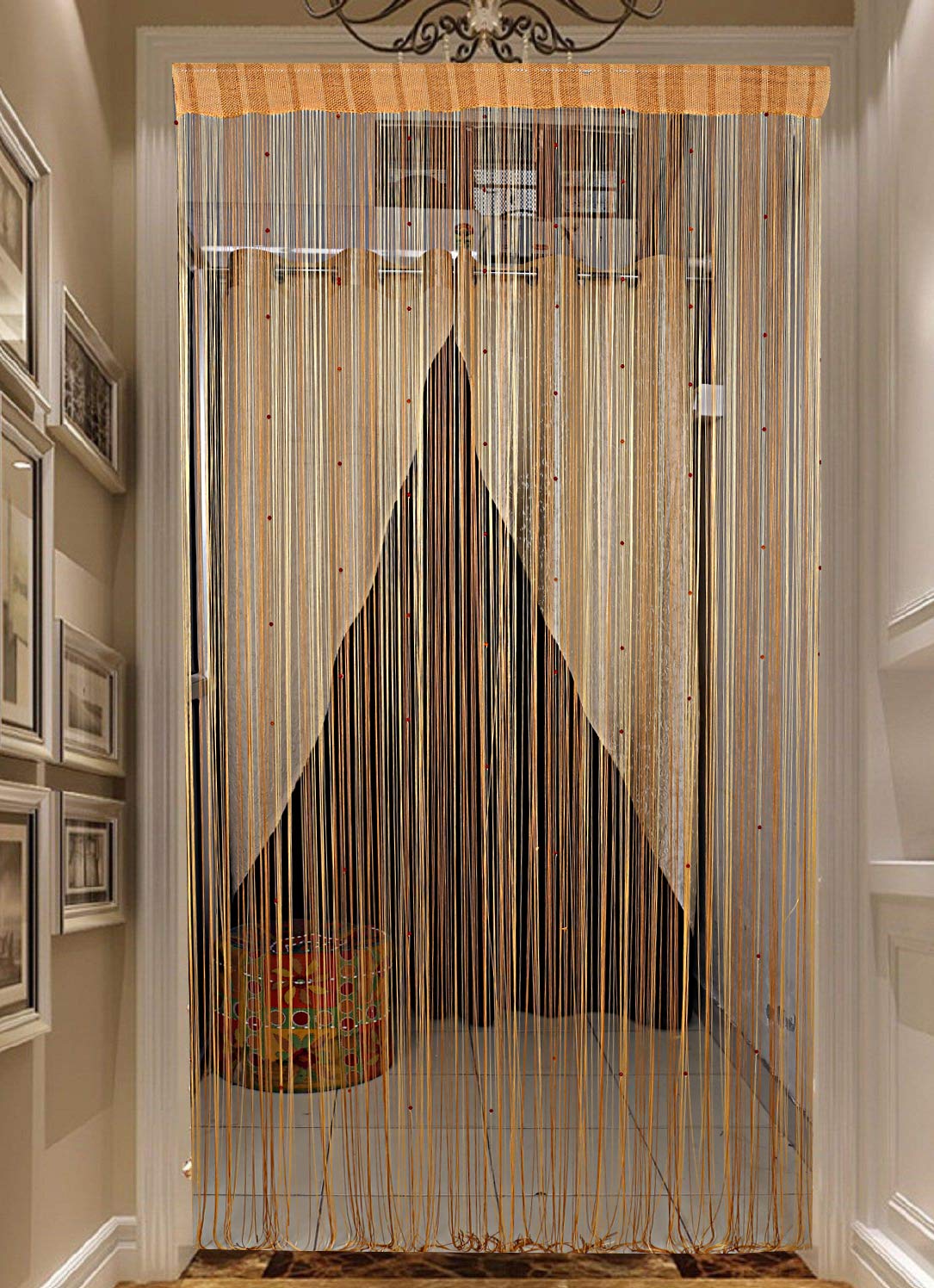 Kuber Industries Polyester Decorative String Thread Room Door Curtain 7 Feet (Multi) -CTKTC12763