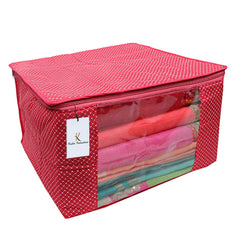 Kuber Industries Cotton 3 Pieces Three Layer Quilted Extra Large Saree Cover (Pink)-CTKTC025470