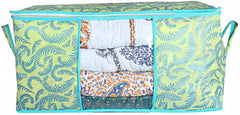 Heart Home Metallic Printed Non Woven 2 Pieces Saree Cover and 2 Pieces Underbed Storage Bag, Cloth Organizer for Storage, Blanket Cover Combo Set (Green) - HEART2131