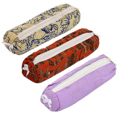 Kuber Industries Multipurpose Cotton 1 Rod Bangle Box/Organizer/Case With Zipper- Pack of 3 (Assorted)