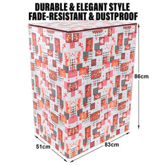 Heart Home Washing Machine Cover | Dil Check Print Washing Machine Cover | Soft PVC | Top Load Semi-Automatic Washing Machine Cover | White