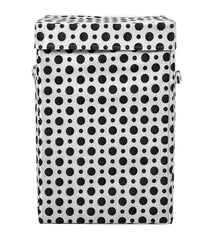 Kuber Industries Dot Printed Non-Woven Foldable Large Laundry basket/Hamper With Lid & Handles (White & Black)-44KM0201