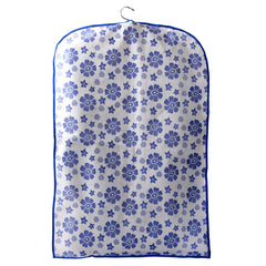 Kuber Industries Flower Printed 3 Pieces Half Transparent Non Woven Men's Coat Blazer Cover (Blue) -CTMTC39452