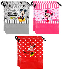 Kuber Industries Disney Print 9 Piece Non Woven Travel Shoe Cover, String Bag Organizer (Grey & Red & Pink) -HS_35_KUBMARTS18041