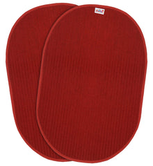 Fun Homes Oval Shape Microfiber Anti Slip 2 Pieces Door Mat (14'' x 23'',Red)-FUNNHOM12064