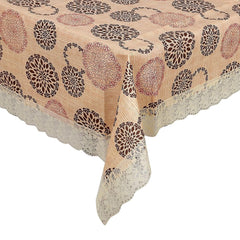 Kuber Industries Cairy Design PVC 4 Seater Centre Table Cover - Cream