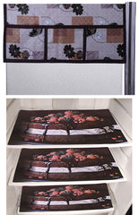 Kuber Industries Cake Design 3 Pieces PVC Fridge Mats and Flower Design 1 Piece Fridge Top Cover (Brown) - CTKTC39768,Standard
