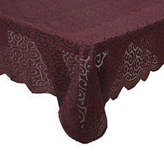 Heart Home Embossed Floral Design Cotton 4 Seater Center Table Cover (Brown) - (CTHH06165)