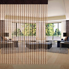 Heart Home Wooden Sparkling Beaded String Shear Hanging Door Curtain 7 Feet (Cream)- CTHH03646