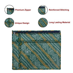 Heart Home Bandhani Print PVC Foldable Single Saree Cover|Clothes Storage For Saree, Lehenga, Suit With Transparent Pack of 12 (Green)