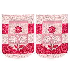 Kuber Industries Floral 6 Piece Cotton 5 Seater Sofa Cover Set - Pink