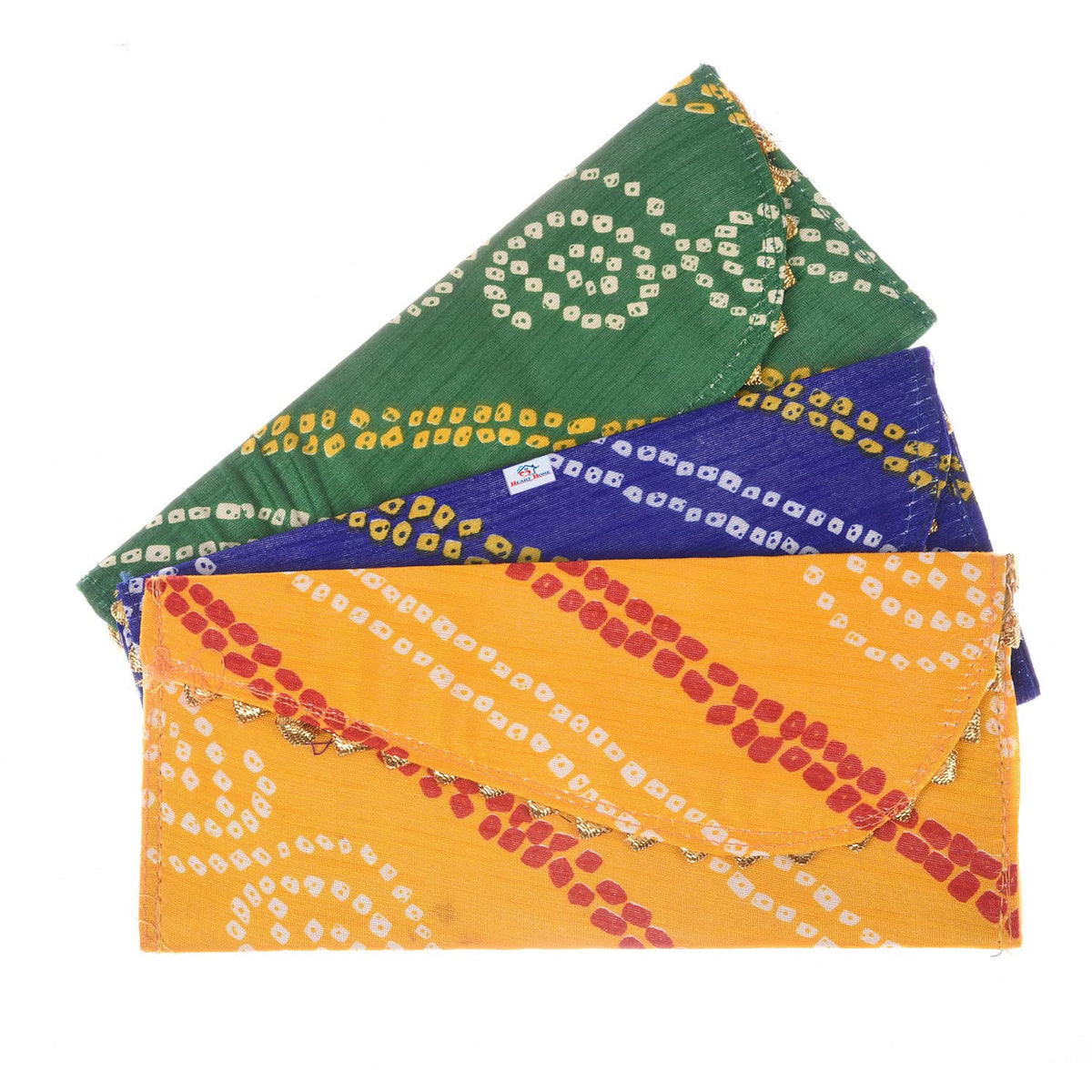 Kuber Industries Heart Home Shagun Envelope for Gift|Bandhej Pattern for Gifting Lifafa|Cardboard Envelope for Marriage|Many Occassions|Pack of 3 (Assorted)