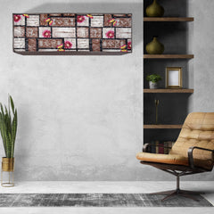 Kuber Industries Floral Print PVC Air Conditioning Dust Cover Indoor and Outdoor Waterproof Folding Spilt Ac Cover Set 1.5 Ton AC (Brown)-KUBMART15082, Standard