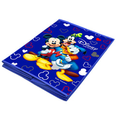 Kuber Industries Disney Team Mickey Print Non Woven Fabric Foldable Laundry Basket, Toy Storage Basket, Cloth Storage Basket with Lid & Handles (Royal Blue)-KUBMART3457