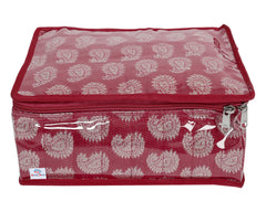 Heart Home Carry Design Laminated PVC Jewellry Organiser for Necklace: Earrings: Rings With 8 Transparent Pouches & 2 Internal Tranasparent Compartment (Maroon)-50HH01191