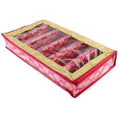 Kuber Industries Carry Design Brocade Hardboard Six Rod Bangle Box (Pink) - CTKTC038806