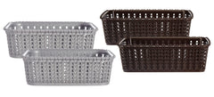 Heart Home Multipurposes Small M 15 Plastic Basket, Organizer For Kitchen, Countertops, Cabinets, Bathrooms Without Lid- Pack of 4 (Grey & Brown) -46HH0132