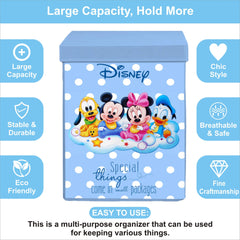 Homestic Disney Foldable Laundry Basket With Lid & Handle|Square Storage Box For clothes|Kids Toys Storage Organizer|Sturdy Cardboard Base|Disney Kids Team Mickey Print (Royal Blue)