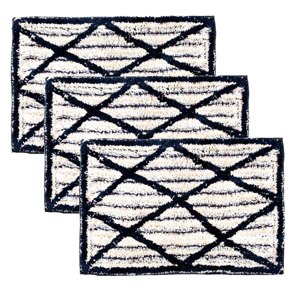 Kuber Industries Door Mat | Dust Trapper Mat | Door Entrance Mat | Anti-Skid Door Mat | Floor Mat for Home Entrance | Katli Mingle Door Mat | Entryway Door Mat | Pack of 3 | Blue