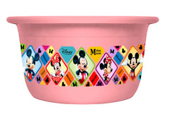 Kuber Industries Disney Mickey Minnie Print Unbreakable Plastic Multipurpose Bath Tub/Washing Tub 25 LTR (Pink) -HS_35_KUBMART17881