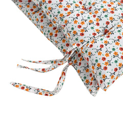 Kuber Industries Flower Printed Microfiber Back & Seat Cushion for Indoor/Outdoor Patio Chair, Rocking Chair, Office Chair, Reclining Chairs with Ties, 18 * 46 Inch- Pack of 2 (White)