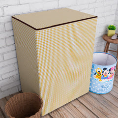 Heart Home Washing Machine Cover | Mini Check Print Washing Machine Cover | Soft PVC | Top Load Semi-Automatic Washing Machine Cover | Golden