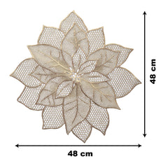 Kuber Industries Flower Design Soft Leather Table Placemats, Set of 4 (Gold)-HS43KUBMART26100, Standard