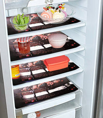 Heart Home Strawberry Print Waterproof, Stain Resistant, Washable Refrigerator/Fridge Drawer Mat, Set of 6 (Black) 52HH3981