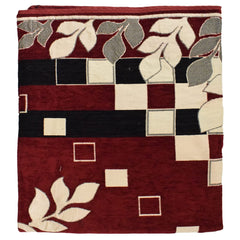 Heart Home Leaf Printed Velvet 4 Seater Center Table Cover,40"x60" (Maroon)-44HH0107