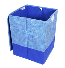 Heart Home Multiuses Leheriya Print Non-Woven Laundry Basket, Clothes Hamper For Laundry Closet, Bedroom, Bathroom With Lid & Handles (Blue) 52HH3999