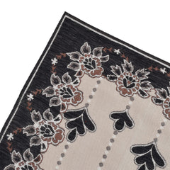 Heart Home Multiuses Floral Print Rectangular Cotton Table Runner for Dining and Center Table, Set of 2 (Black)-50HH01279