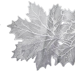 Kuber Industries Leaf Design Soft Leather Table Runner|Patios for Family Dinner|Office/Kitchen Table|Size 92 x 36 (Silver)-HS43KUBMART26603