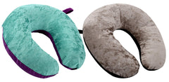 Kuber Industries 2 Pieces Unisex U-Shaped 100 Percent Pure Micro Fibre Soft Cushions Neck Rest Pillow for Travel, Car, Train, Flight, Bus (Purple & Green,Black & Grey)-CTKTC039209