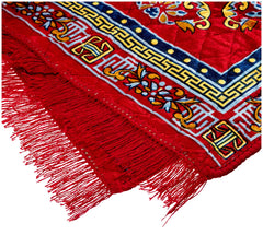 Kuber Industries Traditional Carpet/Pooja Mat|Square Shape & Soft Velvet Material|Maditation Prayer Mat|Size 60 x 60 CM,Pack Of 2 (Red)