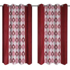 Kuber Industries Zig Zag Design 2 Pieces Polyester Eyelet Window Curtain 5 Feet (Maroon)-CTKTC14217