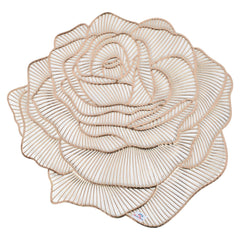Heart Home Rose Design Soft Leather Table Mats, Dining Table Mats, Set of 6 (Gold)-50HH01303