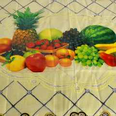 Heart Home Fruits Printed PVC 4 Seater Center Table Cover 40"x60" (Yellow)