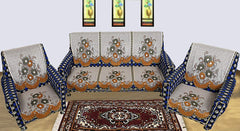 Kuber Industries Flower Design 6 Piece Cotton 5 Seater Sofa Cover Set - 70.07"x29.13", Brown