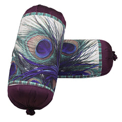 Kuber Industries Bolster Cover|Polyester Bolster Cover Set|Diwan Round Bolster Pillow Covers|Luxurious Peacock Feather Print Roll Masand Cover|Pack of 6 (Cream)