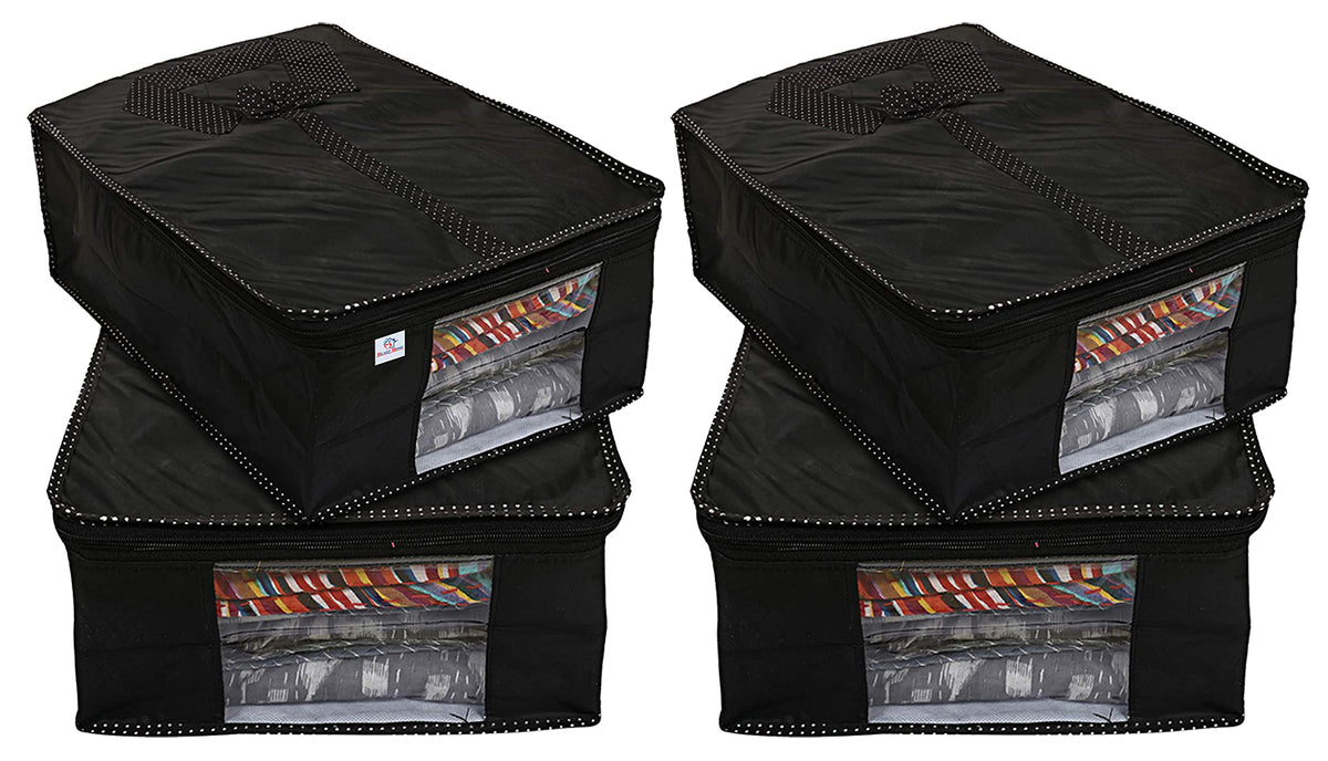 Heart Home shirt cover bag for storage Garment Foldable Shirt Cover Storage Organizer T-shirt Trousers Jeans Clothes Organizer-Pack of 4 (Black)
