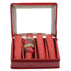 Kuber Industries Brocade Hardboard 2 Pieces Four Rod Bangle Box (Red) - CTKTC22895